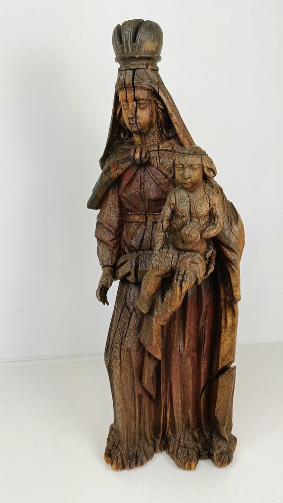 Image 1 of Beautiful 18th-century wooden statue of Mary