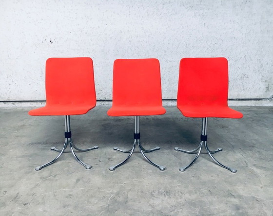 Image 1 of Brabantia Home Steel 3er-Set Esszimmerstühle, Niederlande, 1970er