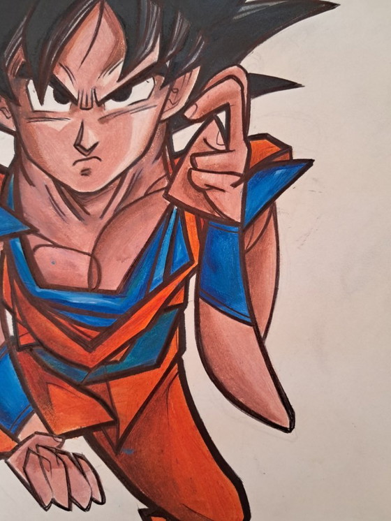 Image 1 of Nunzio MACCIONI - Goku Meets Picasso - Ingelijste kunstenaarstekening