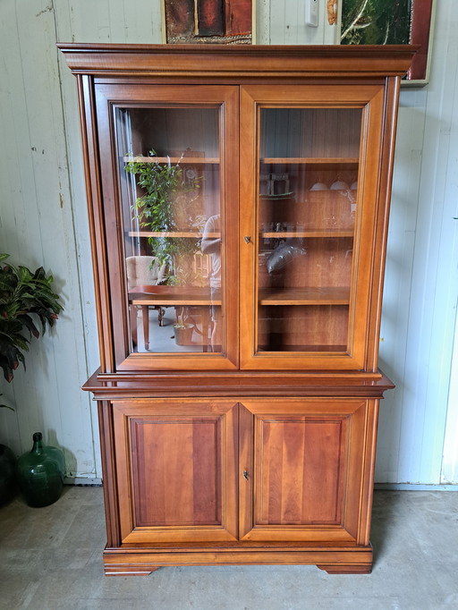 Classic Display Cabinet, Buffet Cabinet, Serving Cabinet, Light Use Traces Dimensions 125x50cm and 214cm High