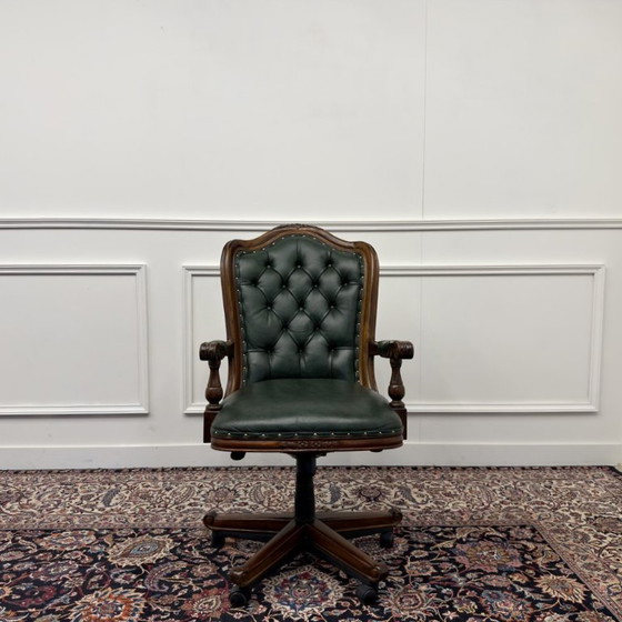 Silla de oficina Chesterfield verde – Sillas de oficina, Leather, Metal (photo 2 of 8)