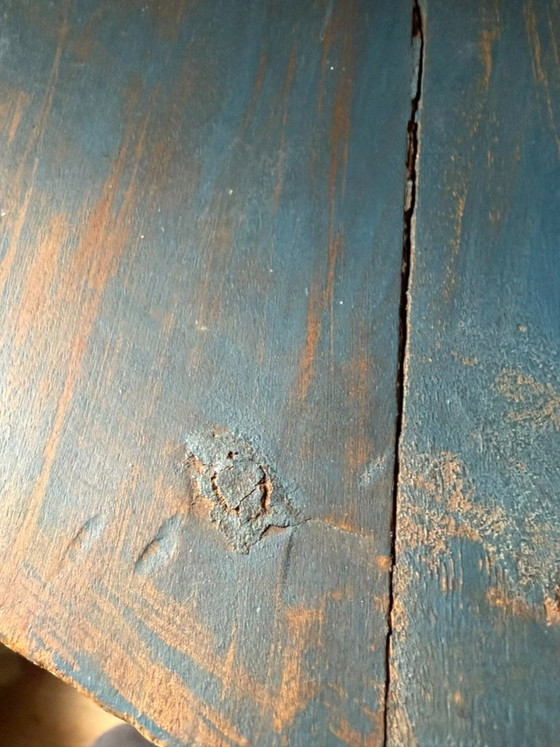 Antique Bow-Front Corner Cabinet in Original Blue Paint, 18th/19th Century – Kasten, Wood (photo 3 of 16)