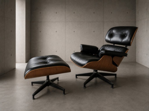 Charles Eames Lounge Chair und Ottoman 670/671 aus schwarzem Leder