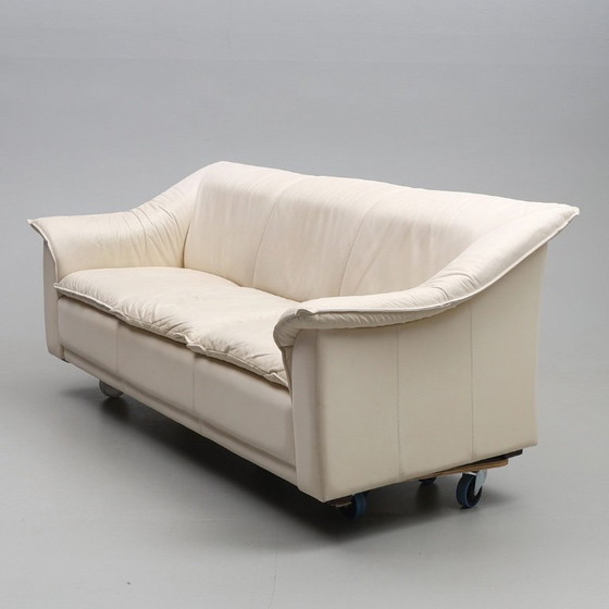 Image 1 of Ensemble de canapés vintage en cuir 2 pièces — 2 places + 3 places — Seconde moitié du XXe siècle