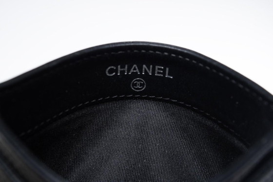 Image 1 of Chanel, black pebbled leather card holder
