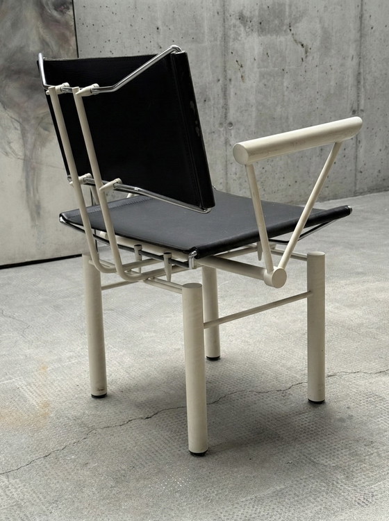 Image 1 of 2x SEDIE “SERIE 8600” KUSCH & CO. BRUTALISTA PELLE NERO ACCIAIO BIANCO ANNI '80