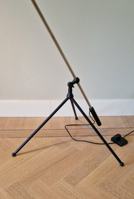 Image 1 of Vintage Stilnovo style floor lamp, black metal, Italian design, 1960s