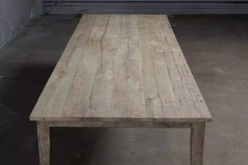 Longitudinal Antique Antique Antique Antique Antique Antique Antique Oak Farmhouse Table - 280 cm Long
