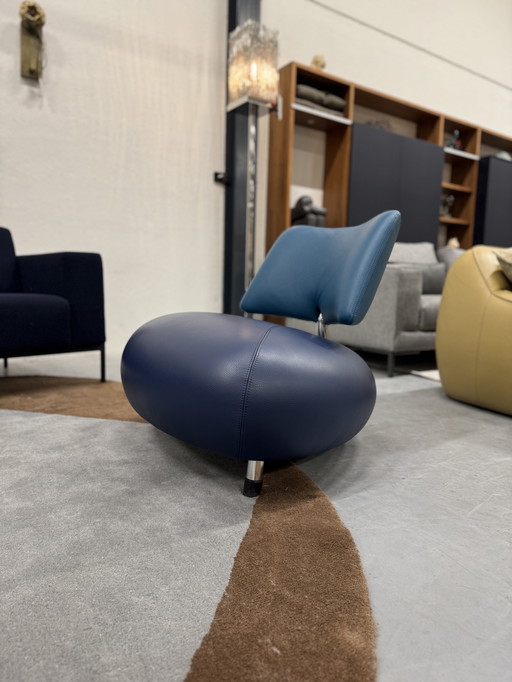 Leolux Pallone Sessel, blaues Leder