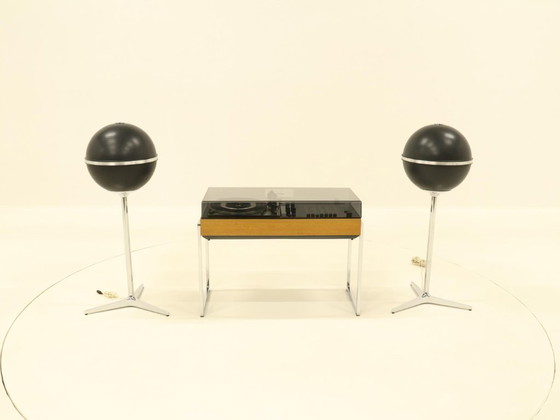 Image 1 of Wega Studio 3212 Hifi de Verner Panton & 2 enceintes Grundig Audiorama modèle 8000