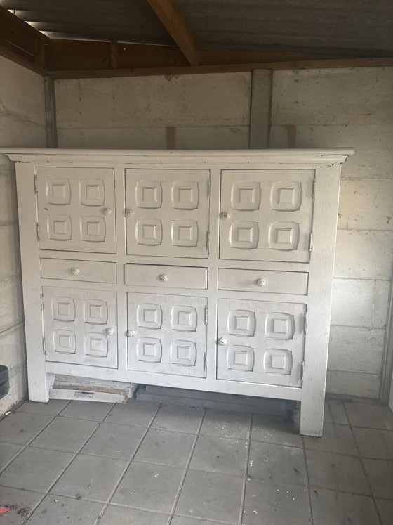 Image 1 of Grote Vintage Brutalist Buffetkast / Dressoir – 201 x 164 cm