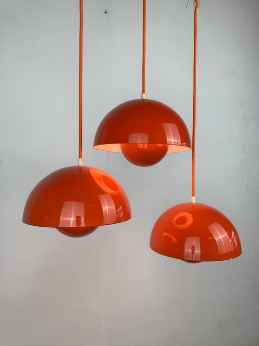 Verner Panton "VP1 Flowerpot" Pendelleuchten - Emaillierte Originale aus den frühen 1970er Jahren