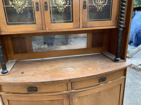 Art Nouveau 2-Piece Kitchen Cupboard – Storage cabinet, Wood, Glass (photo 3 of 9)