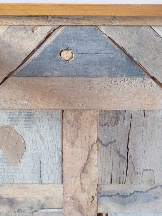 Image 1 of Solid oak coffee table, Aremberg parquet pattern, 19th century