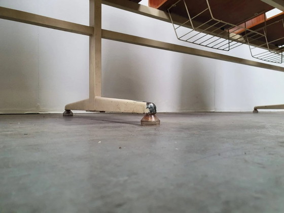 Image 1 of teak plywood vintage industrieel retro kerkbank 60s design