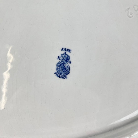 Image 1 of Plat ovale Terre de Fer KG Lunéville, modele "Jane", bleu, 1890-1915