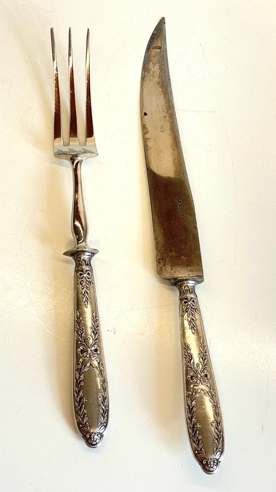 Image 1 of Silver-plated cutlery set with Minerva helmet, Paris