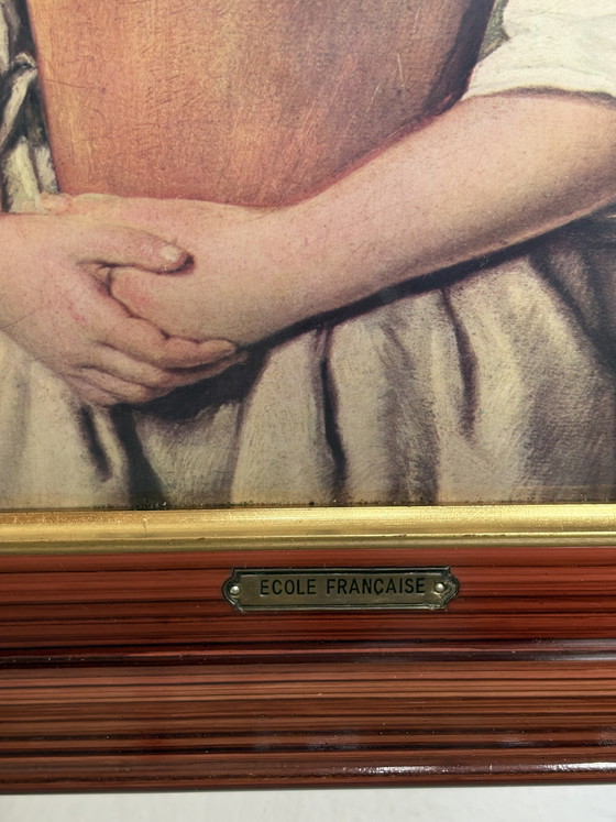Image 1 of Vintage French Helca Metal Plaque – "Ecole Française" Portrait – Hand-Finished
