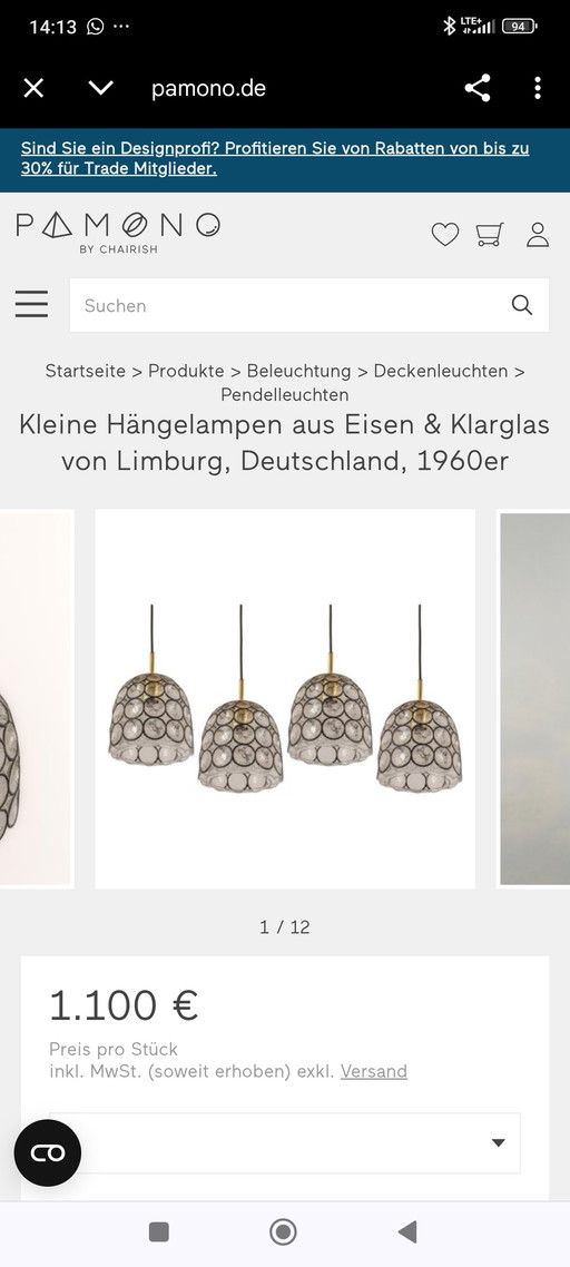 Limbourg Lampes suspendues des années 1960