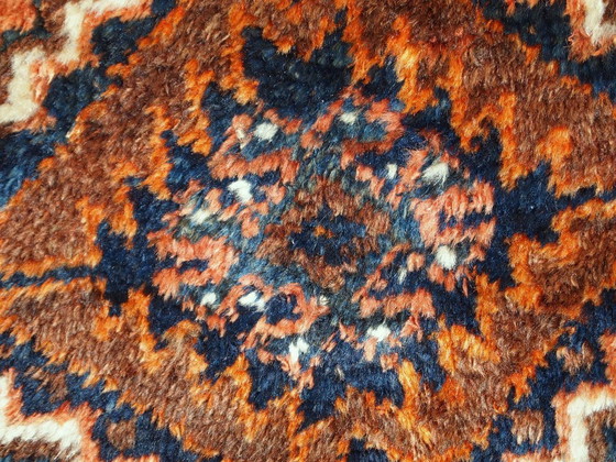 Image 1 of Handmade antique collectible Persian Shiraz bagface 2.6' x 2.8' (81cm x 85cm) 1900s - 1C397