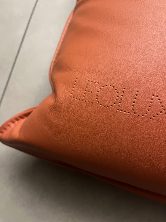 Image 1 of Leolux Large Sofa Pillow Leather Orange like NEW