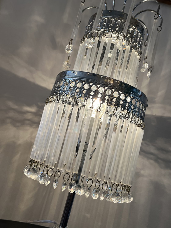 Image 1 of Set Of 2 Vintage Crystal Table Lamps Opaline Glass