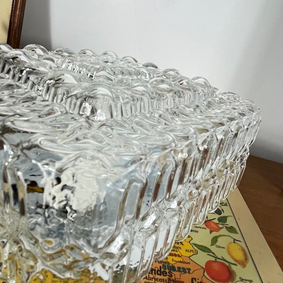 Vintage 1970s/80s Small Square Transparent Glass Wall/Ceiling Light, Wall lights (photo 5 of 9)