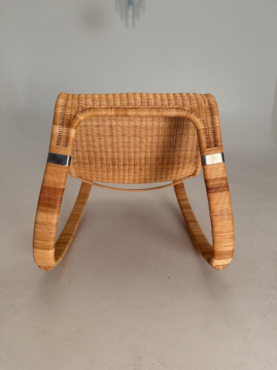 Sedia a dondolo IKEA Gunghult vintage, James Irvine 2002, Ikea x James Irvine, Sedie a dondolo, Rattan, Metallo (foto 5 di 8)