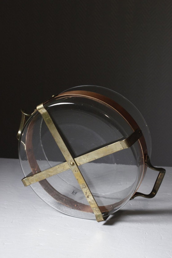 Nilsjohan Sweden - Grand Plat Four/Service Cuivre & Verre "Traktör" Design 1980s – Accessoires de table, Glass (photo 8 of 8)
