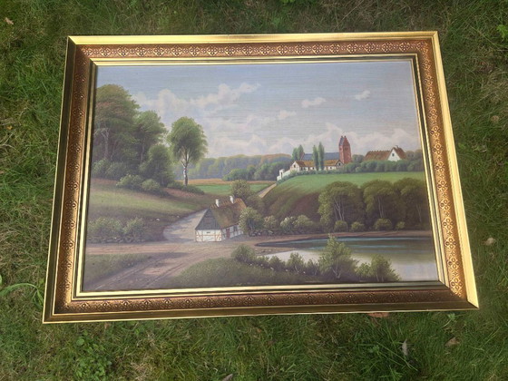 Dipinto a olio paesaggistico originale di metà secolo di Inge Basballe – Dipinti e disegni, Tela (photo 3 of 11)