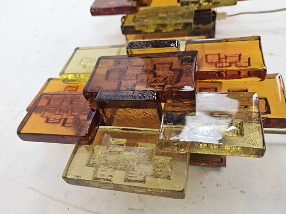 Image 1 of Conjunto de lámparas de pared de cristal ámbar Holm Sorensen Dinamarca