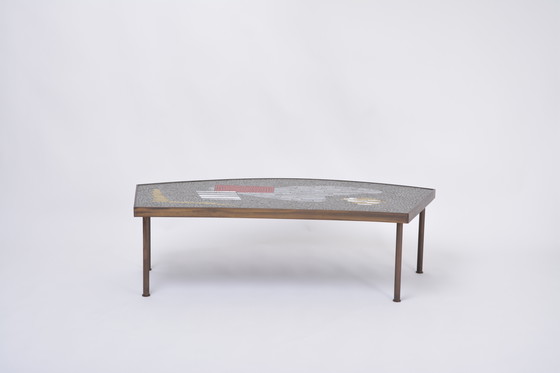 Image 1 of Grande table basse en mosaïque et laiton du milieu du siècle par Berthold Müller-Oerlinghausen
