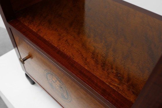 Image 1 of Tavolino Art Déco ad arco con contenitore e piano in marmo nero, Francia, 1920 ca. 1920