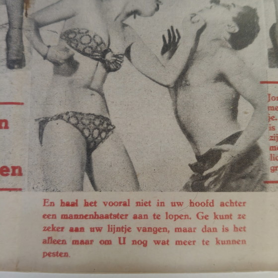 Image 1 of Unique framed decorative piece for a man cave: original from a Belgian pin-up magazine (1954)