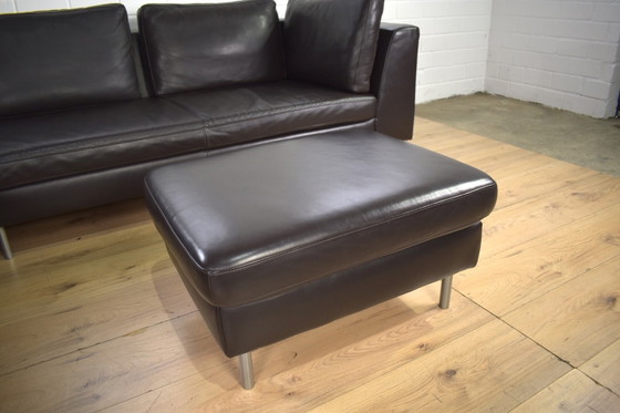 Image 1 of Leder Sofa Domino Met Kruk Ewald Schillig Leder Bank Hoekbank Sofa Couch