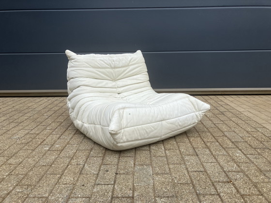 Image 1 of 100% autentico Ligne Roset Togo 1 posto, pelle bianco sporco '87