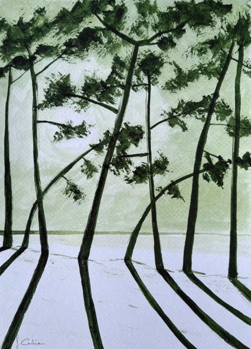 Olive green ink on 250g white paper. 30x21cm