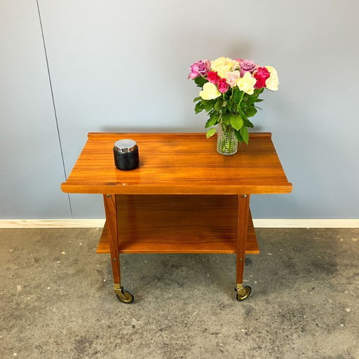 Side table on wheels, serving trolley, teak, 1960s