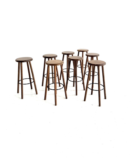 8x Brutalist Bar Stool ‘80s – Barstools, Cast Iron, Wood (photo 13 of 14)