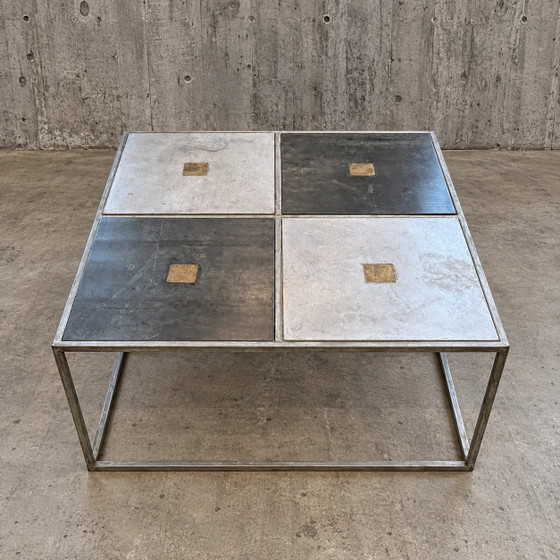 Ensemble de trois tables d'appoint / basses industrielles / brutalistes / années 90 – Livres d'art, Metal (photo 2 of 6)
