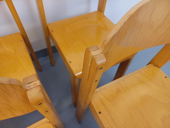 Image 1 of Set of 6 minimalist vintage beechwood chairs from the 70s and 80s