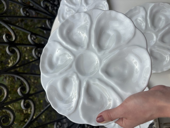 6 Assiettes à Huîtres Majolique – majolique française, Geschirr, Ceramic (photo 10 of 15)