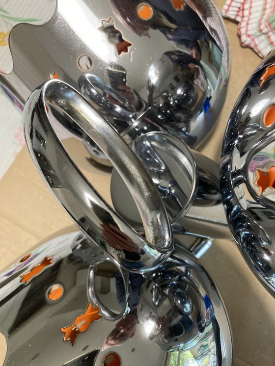 Image 1 of Chrome-plated Metal Hanging Lamp, Italian Work, 70s, Flower Shape, Interior, Orange, Attributed to Goffredo Reggiani