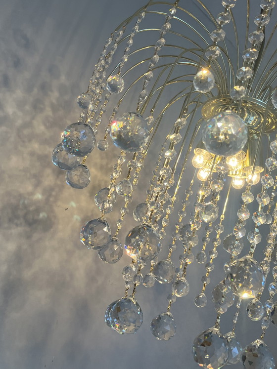 Vintage Swarovski Crystal Chandelier Pendant Lamp – Gold (photo 4 of 10)