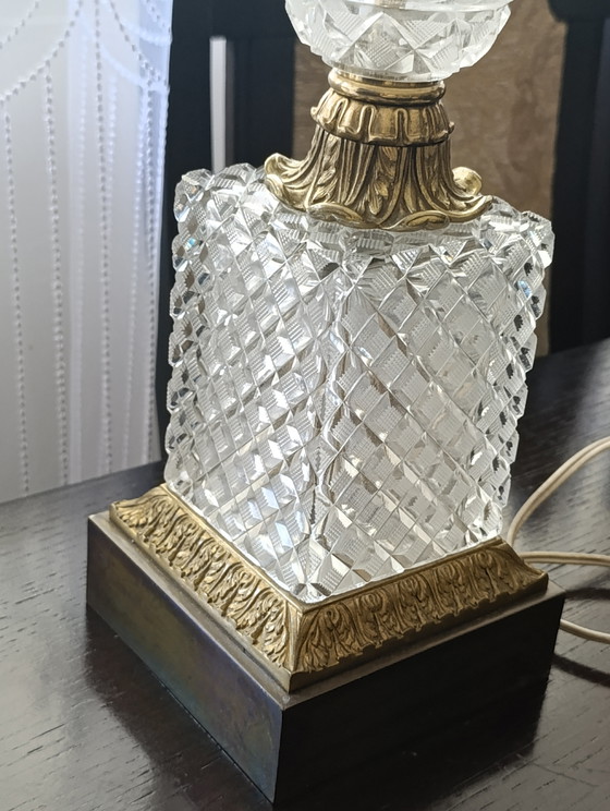 Vintage Crystal & Brass Table Lamp 75 Cm (photo 10 of 15)