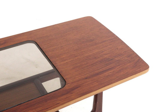 Image 1 of Vintage coffee table with glass and magazine rack 'Bristol'