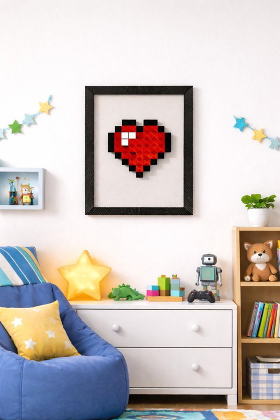 Image 1 of Cœur 8-bit - Décoration murale
