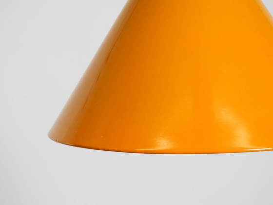 Image 1 of Original 1970s orange metal pendant lamp by Louis Poulsen model Billiard