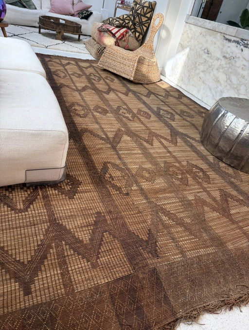 Tuareg Rug Leather Reed Rattan Large – vloerkleden en tapijten, Bamboo (photo 2 of 15)