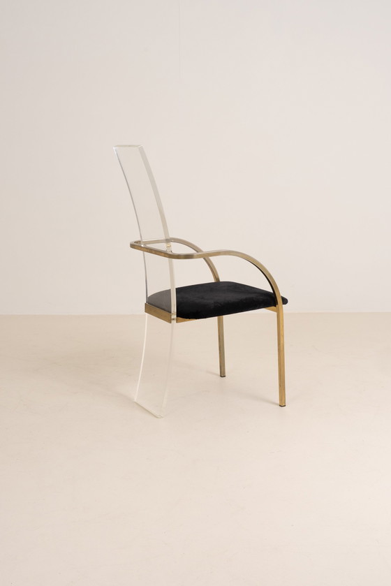 Image 1 of Chaises vintage en acrylique et laiton de Belgo Chrome